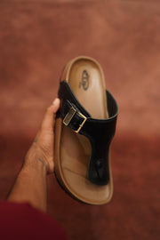 Men’s Brown & Black Leather Buckle Sandals with Brown Sole – Stylish & Comfortable-7 Man